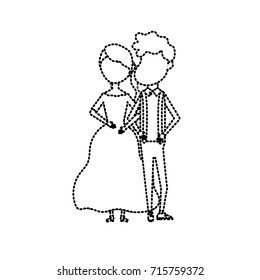 dotted shape happy couple together and romantic celebration