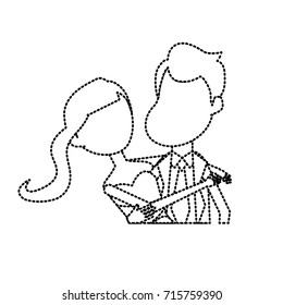 dotted shape happy couple together and romantic celebration