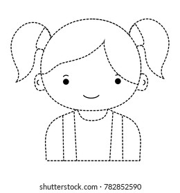 dotted shape happy girl with two tails hair