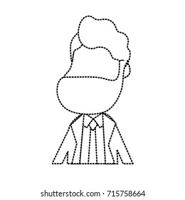 dotted shape happy groom with hairstyle and elegant suit