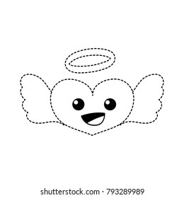 dotted shape happy heart angel kawaii cartoon
