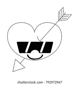 dotted shape happy heart with arrow kawaii and sunglasses