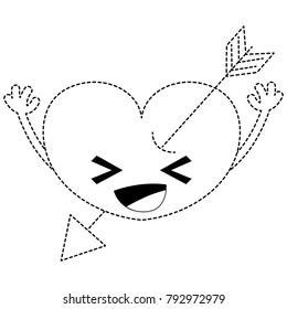 dotted shape happy heart with arrow kawaii and arms