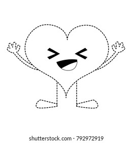dotted shape happy heart passion kawaii with arms and legs