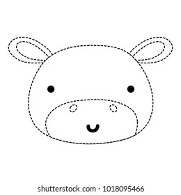 dotted shape happy hippopotamus head wild animal
