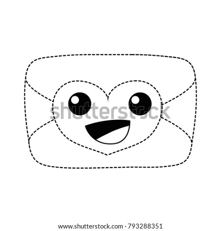 dotted shape happy love card kawaii character