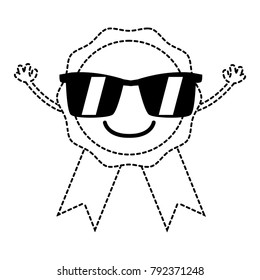 dotted shape happy medal prize kawaii with sunglasses