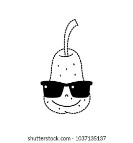 dotted shape happy pear fruit with sunglasses kawaii
