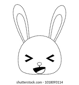 dotted shape happy rabbit head wild animal