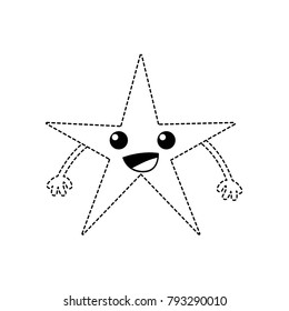 dotted shape happy shiny star kawaii with arms