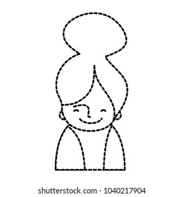 dotted shape happy woman with blouse and hairstyle design