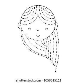 dotted shape happy woman head with haistyle design