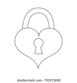 dotted shape heart love with padlock shape design