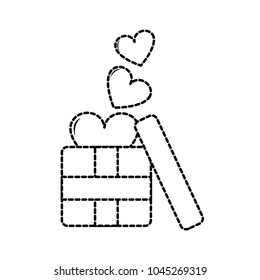dotted shape hearts design inside present gift box