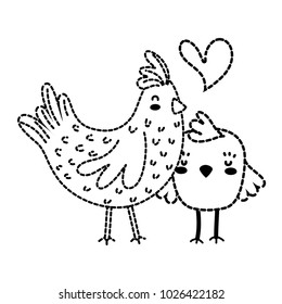 dotted shape hen and chick love and family together
