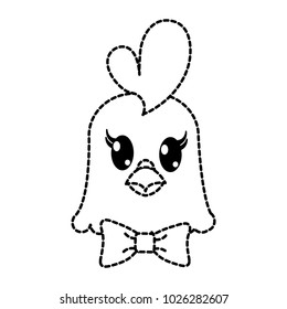dotted shape hen head cute animal with ribbon bow