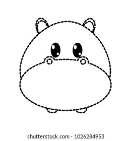dotted shape hippopotamus head cute animal character