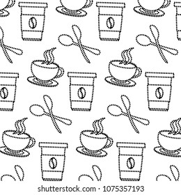 dotted shape hot coffee cups with cutlery background