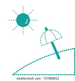 dotted shape island with sun weather and umbrella open