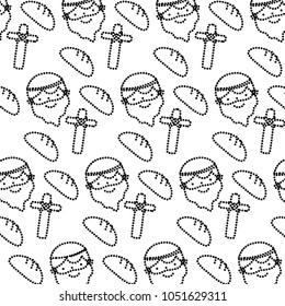 dotted shape jesus christ with cross and bread background