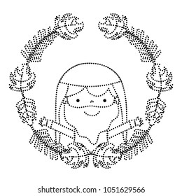 dotted shape jesus christ with palms leaves branches