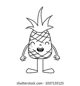 dotted shape kawaii pineapple smile fruit with arms and legs