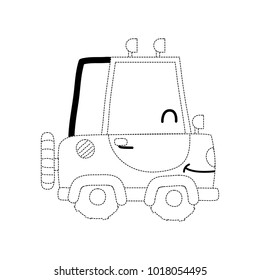 dotted shape kawaii smile tractor vehicle transport