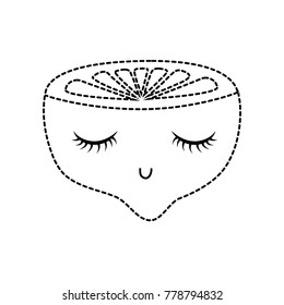 dotted shape lemon fruit kawaii with closed eyes