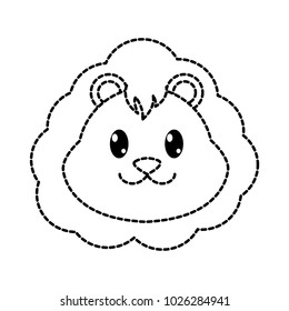 dotted shape lion head cute animal character