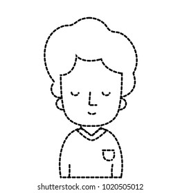 dotted shape man with closed eyes and casual t-shirt