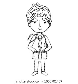 dotted shape man doctor with clothes and medical uniform