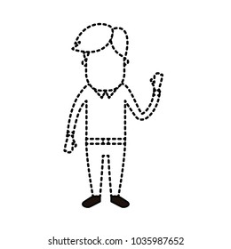 dotted shape man with hairstyle design and clothes