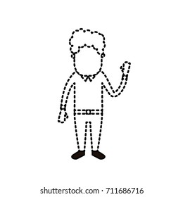 dotted shape man with hairstyle design and clothes