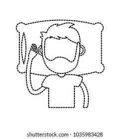 dotted shape man with hairstyle desing sleeping