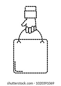 dotted shape man hand with shopping bag market