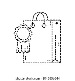 dotted shape market bag shopping object with label