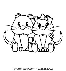 dotted shape mouse couple cute animal together