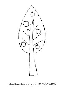 dotted shape natural tree with delicious apples fruits