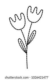 dotted shape naturals flowers with petals and leaves design