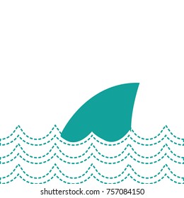 dotted shape nature ocean waves with shark animal