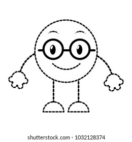 dotted shape nerd emoji expression with arms and legs