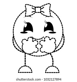dotted shape nice female emoji expression with arms and legs