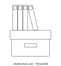 dotted shape office box with books and folders flat
