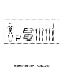 dotted shape office shelf with books and folders documents