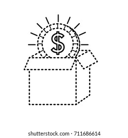 dotted shape open box with coin cash money inside