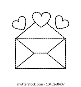 dotted shape open card letter with hearts design