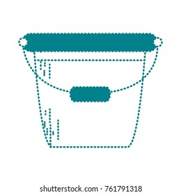 dotted shape pail plastic object to clean house vector illustration