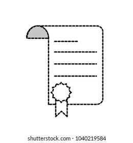 dotted shape paper business document with medal sign
