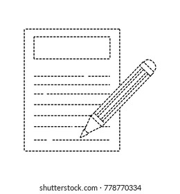 dotted shape paper document with pencil tool design