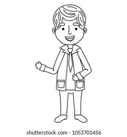 dotted shape professional man doctor with clothes and uniform
